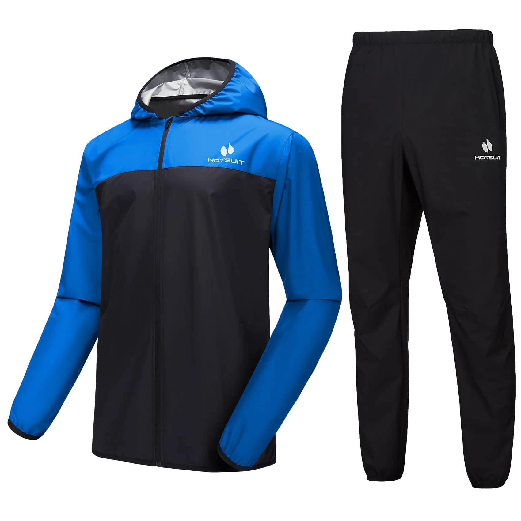 HOTSUIT Sauna Suit for Men Weight Loss Sweat Suits Jacket Pant Full Body Blue 5XL | Enhance Workout Effect — A. Blue Jacket & Pants