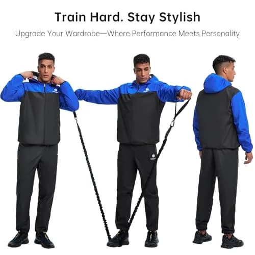 HOTSUIT Sauna Suit for Men Weight Loss Sweat Suits Jacket Pant Full Body Blue 5XL | Enhance Workout Effect thumbnail 3
