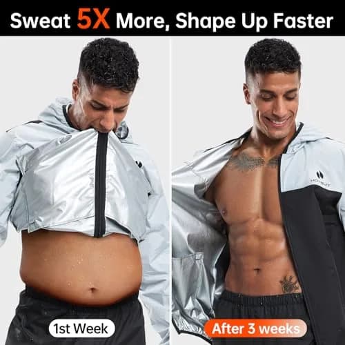 HOTSUIT Men's Sauna Suit Jacket White L | Enhances Workout Effect, Increases Sweat 5x thumbnail 4