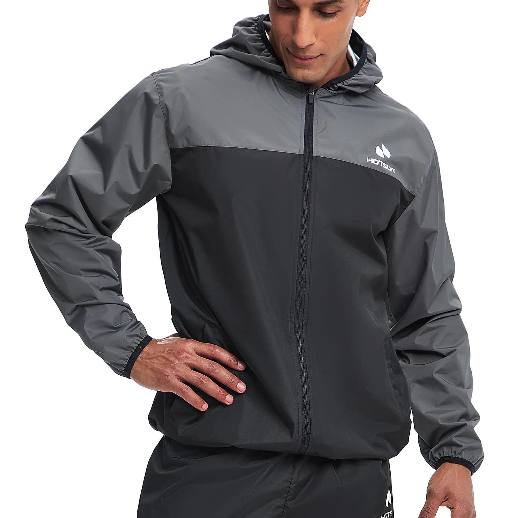 HOTSUIT Men's Sauna Suit Jacket Gray 5XL | Sweat-Inducing Workout Gear - main product image