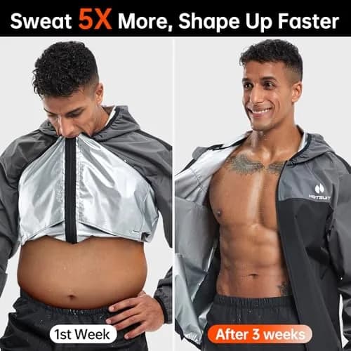 HOTSUIT Men's Sauna Suit Jacket Gray 5XL | Sweat-Inducing Workout Gear thumbnail 4