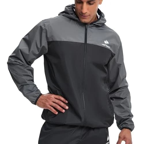 HOTSUIT Men's Sauna Suit Jacket Gray 5XL | Sweat-Inducing Workout Gear thumbnail 1