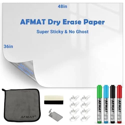 AFMAT Dry Erase Board Sticker 48 x 36 inches White Wall Wallpaper No Ghost (4' x 3') thumbnail 1