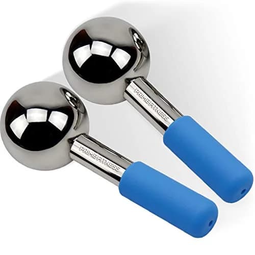 PRIME Fitness Ice Globes for Facials | Unbreakable Steel Cooling Roller | Cryo Sticks for Face & Eyes | Skin Care Massager (Blue, 2 Count) thumbnail 1