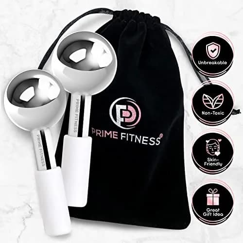 PRIME Fitness Ice Globes for Facials | Unbreakable Steel Cooling Roller 2 Count (Pack of 1) | Stimulate Circulation, Reduce Puffiness, Wrinkles thumbnail 5