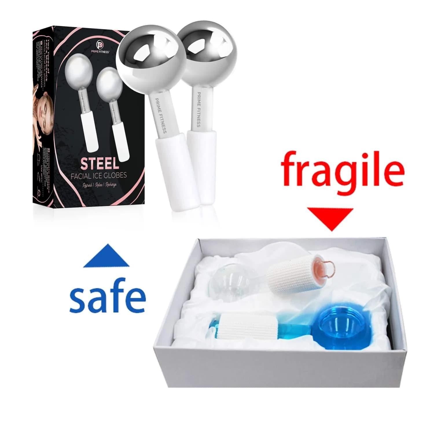 PRIME Fitness Ice Globes for Facials | Unbreakable Steel Cooling Roller 2 Count (Pack of 1) | Stimulate Circulation, Reduce Puffiness, Wrinkles - view 7