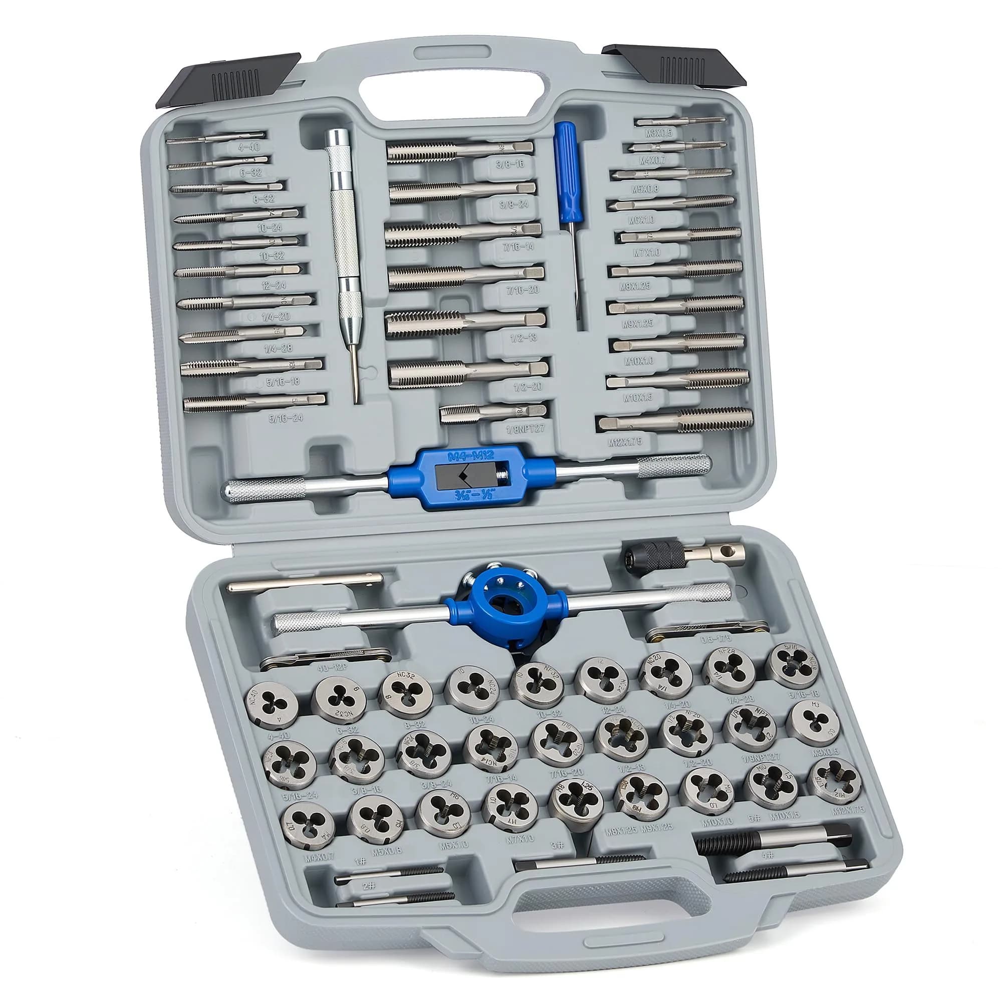 Orion Motor Tech 66pc SAE & Metric Tap & Die Set | Heavy-Duty Thread Repair & Extraction Kit with Screw Extractors (66 pcs, GCr15 Steel)