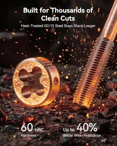 Orion Motor Tech 66pc SAE & Metric Tap & Die Set | Heavy-Duty Thread Repair & Extraction Kit with Screw Extractors (66 pcs, GCr15 Steel) thumbnail 3
