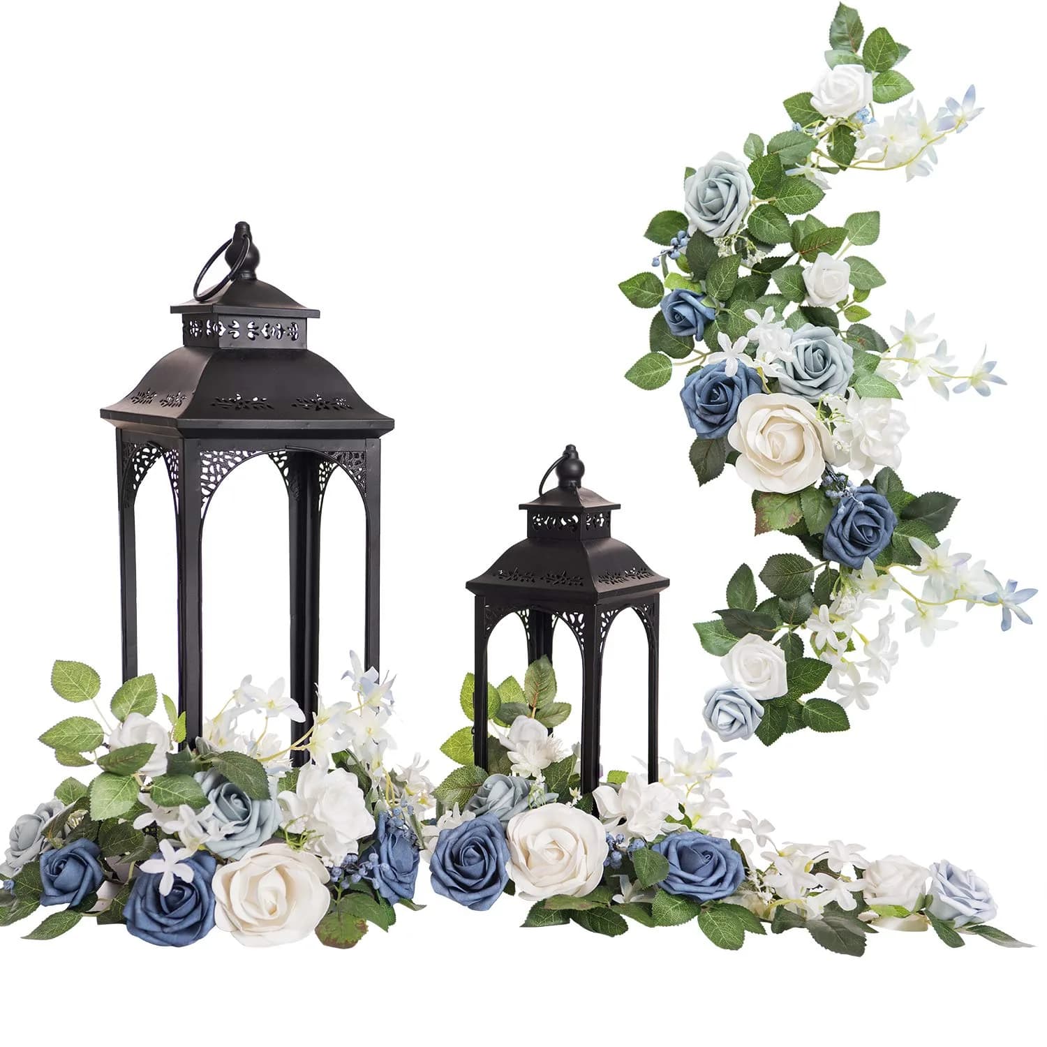Ling's moment 6-Pack 2 ft Artificial Flower Garlands, Dutch Blue & White | Elegant Wedding Decor — Blu-dusty Blue & Navy