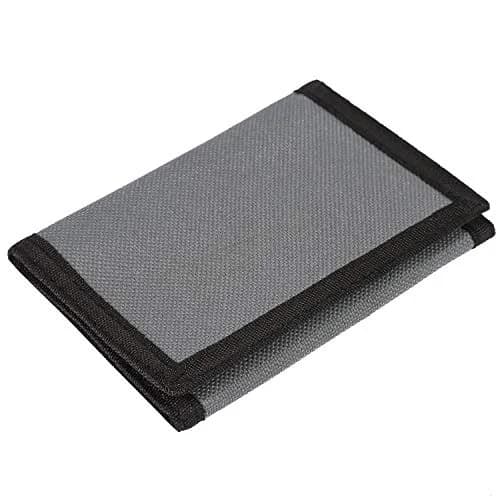 AI-DEE RFID Trifold Canvas Outdoor Sports Wallet for Kids - Pure Grey | Hook & Loop Closure - main product image