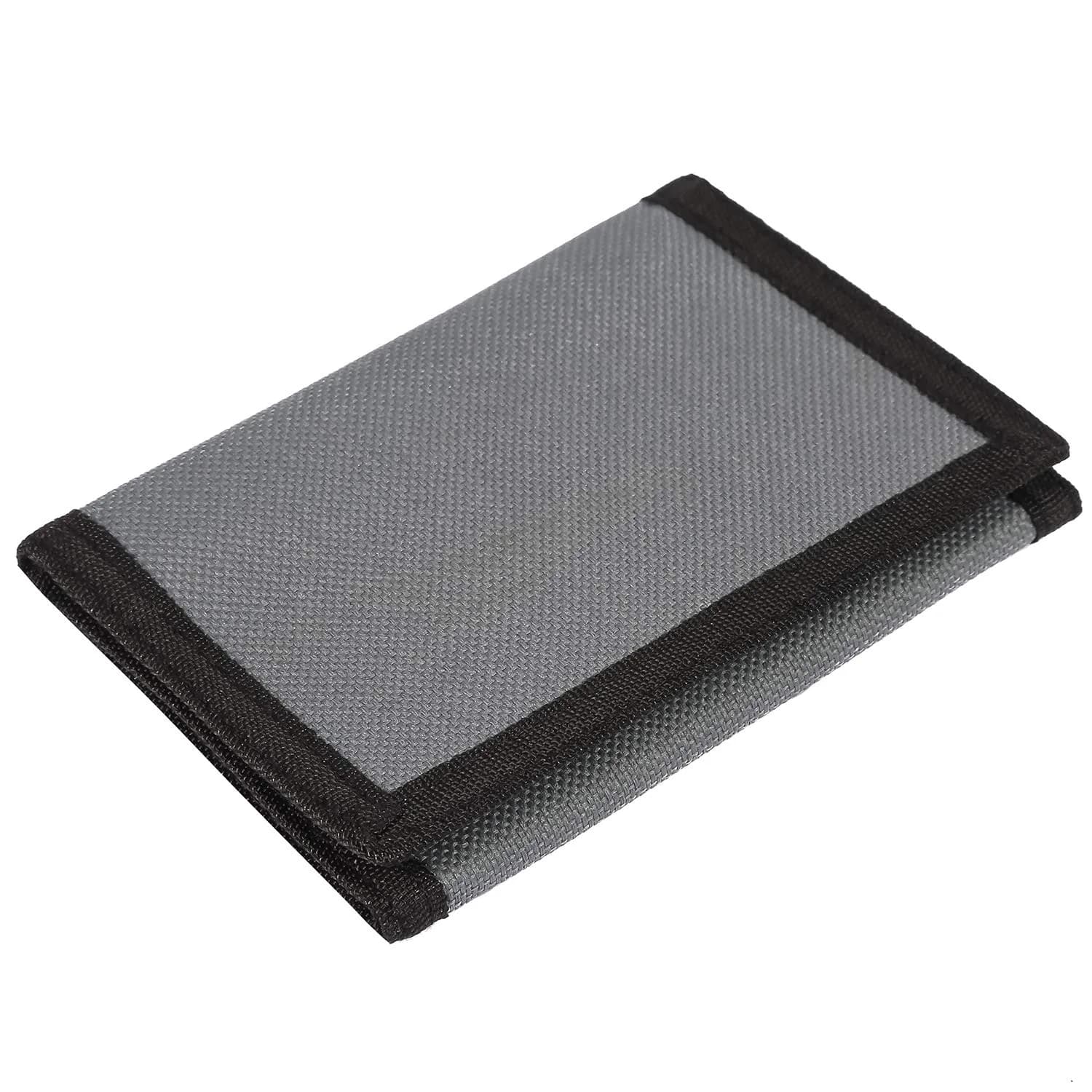 AI-DEE RFID Trifold Canvas Outdoor Sports Wallet for Kids - Pure Grey | Hook & Loop Closure thumbnail 1