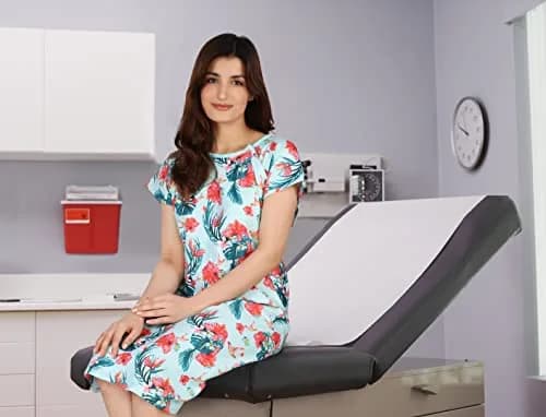 Utopia Care Women's Hospital Gown Floral Blue Small-Medium | Easy Access Snap Front & Back Coverage thumbnail 6