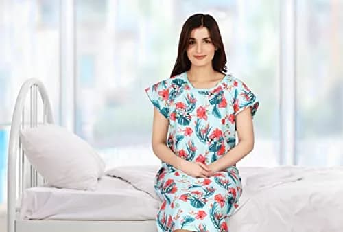 Utopia Care Women's Hospital Gown Floral Blue Small-Medium | Easy Access Snap Front & Back Coverage thumbnail 7