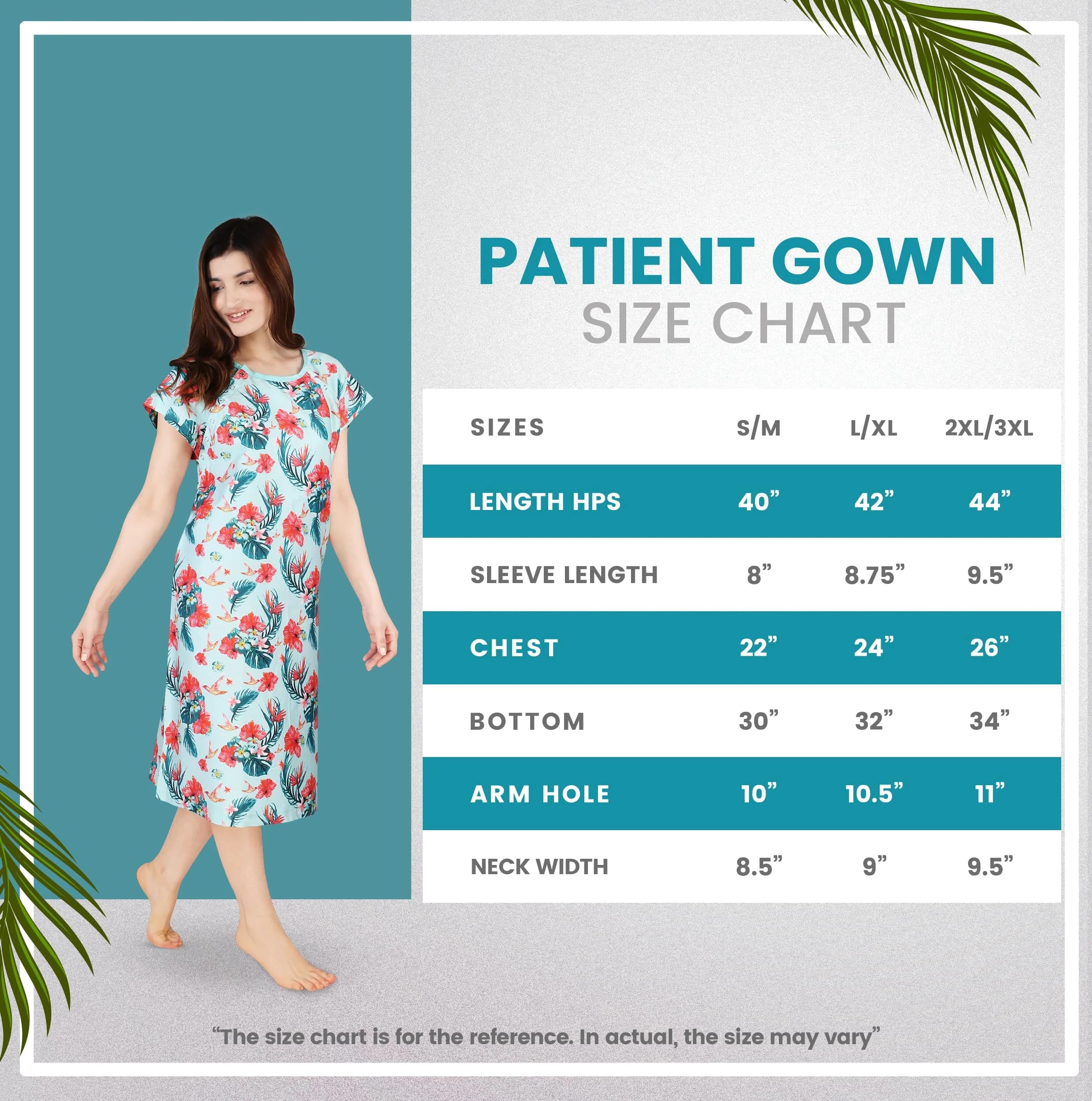 Utopia Care Women's Hospital Gown Floral Blue Small-Medium | Easy Access Snap Front & Back Coverage - view 2