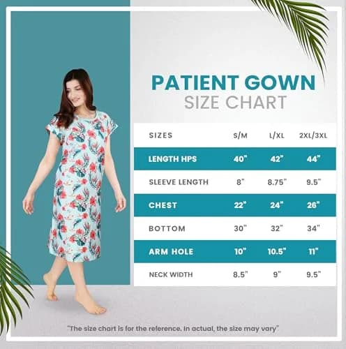 Utopia Care Women's Hospital Gown Floral Blue Small-Medium | Easy Access Snap Front & Back Coverage thumbnail 2