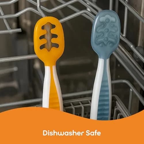 NumNum Baby Spoons Set: 4-Spoon Pack in Blue & Orange for 6+ Months Self-Feeding - view 4
