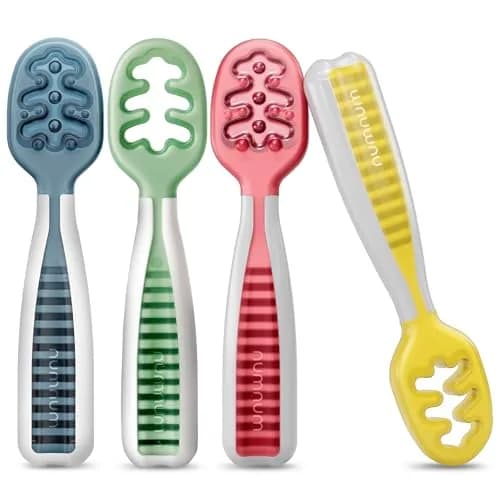 NumNum Baby Spoons Set: 4-Spoon Pack in Blue & Orange for 6+ Months Self-Feeding - main product image