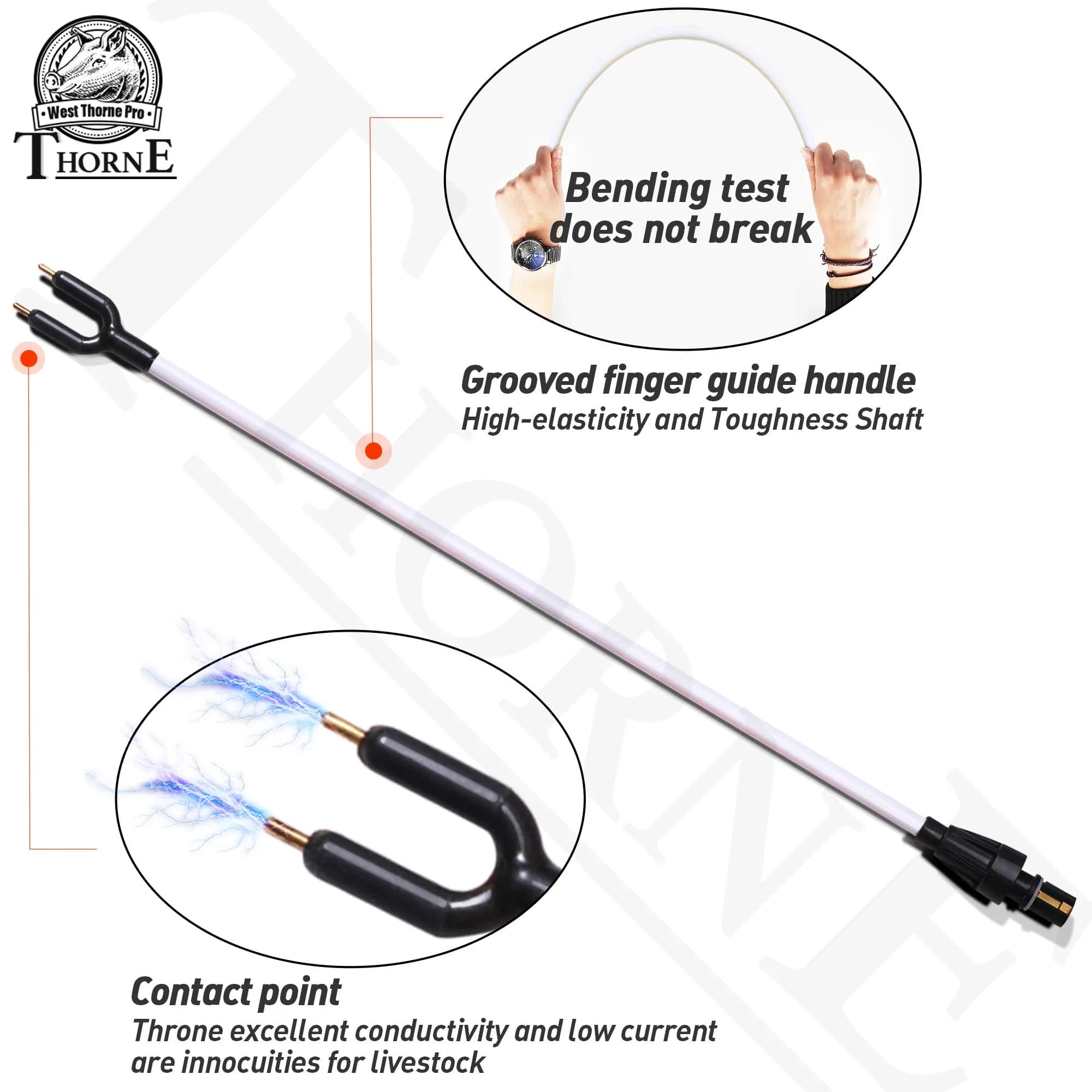 West Thorne Pro Cattle Prod 132cm (52 inches) | Rechargeable Electric Livestock Prod with LED Light - view 4