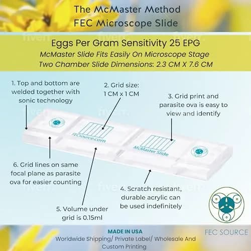 FEC Source 4 McMaster Method Microscope Slides | Veterinary Fecal Egg Count, Livestock Parasite Management thumbnail 1