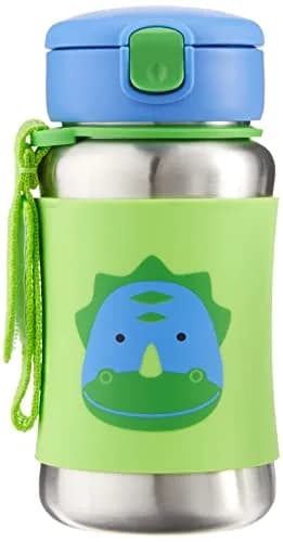 Skip Hop Zoo Stainless Steel Straw Bottle Dino 350ml (12 oz) | Spill-Proof Toddler Cup thumbnail 2