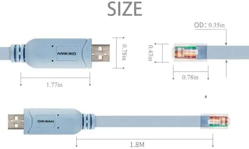 OIKWAN USB to RJ45 Console Cable 3m (10ft) Blue | FTDI Chip for Cisco Routers & Switches thumbnail 4
