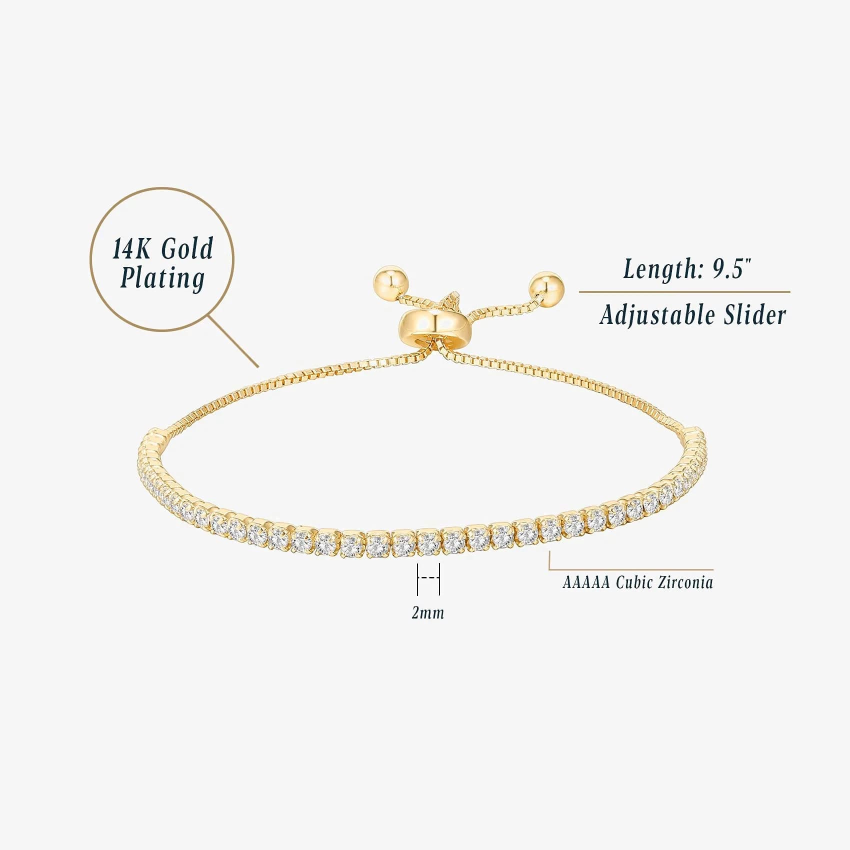 PAVOI Classic Tennis Bracelet for Women, White Gold Plated 23cm (9.5 Inch) | Sparkles with AAAAA Cubic Zirconia - view 3