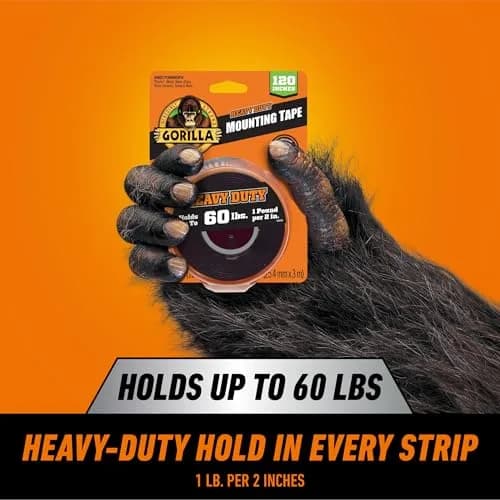 Gorilla Heavy Duty Double Sided Mounting Tape Black 1" x 120" (30.48cm x 30.48m) | Holds Up to 30 lbs thumbnail 2