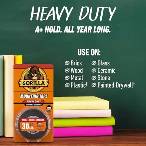 Gorilla Heavy Duty Double Sided Mounting Tape Black 1" x 120" (30.48cm x 30.48m) | Holds Up to 30 lbs thumbnail 3