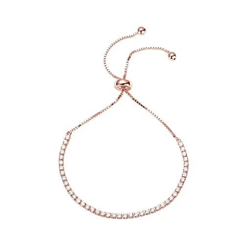 PAVOI Classic Tennis Bracelet for Women, 14K Rose Gold Plated, 2mm Cubic Zirconia, Adjustable 9.5 Inches | Sparkles with AAAAA Quality Stones thumbnail 1