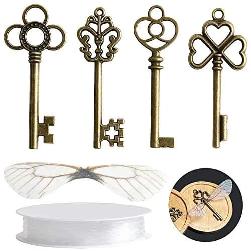 SANNIX Vintage Skeleton Keys Charms with Flying Wings | Antique, 2.3-3.2 inch | Perfect for DIY Crafts & Gifts thumbnail 1