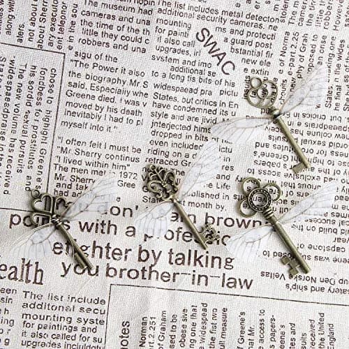 SANNIX Vintage Skeleton Keys Charms with Flying Wings | Antique, 2.3-3.2 inch | Perfect for DIY Crafts & Gifts thumbnail 7