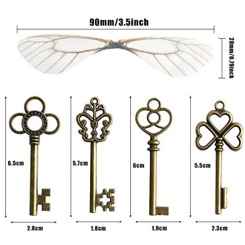 SANNIX Vintage Skeleton Keys Charms with Flying Wings | Antique, 2.3-3.2 inch | Perfect for DIY Crafts & Gifts thumbnail 2