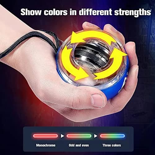 GOZATO Auto-Start Wrist Power Gyro Ball with LED Lights, Wrist Strengthener and Forearm Exerciser 358g (0.79lb) | Grips & Strengthens Arms thumbnail 4