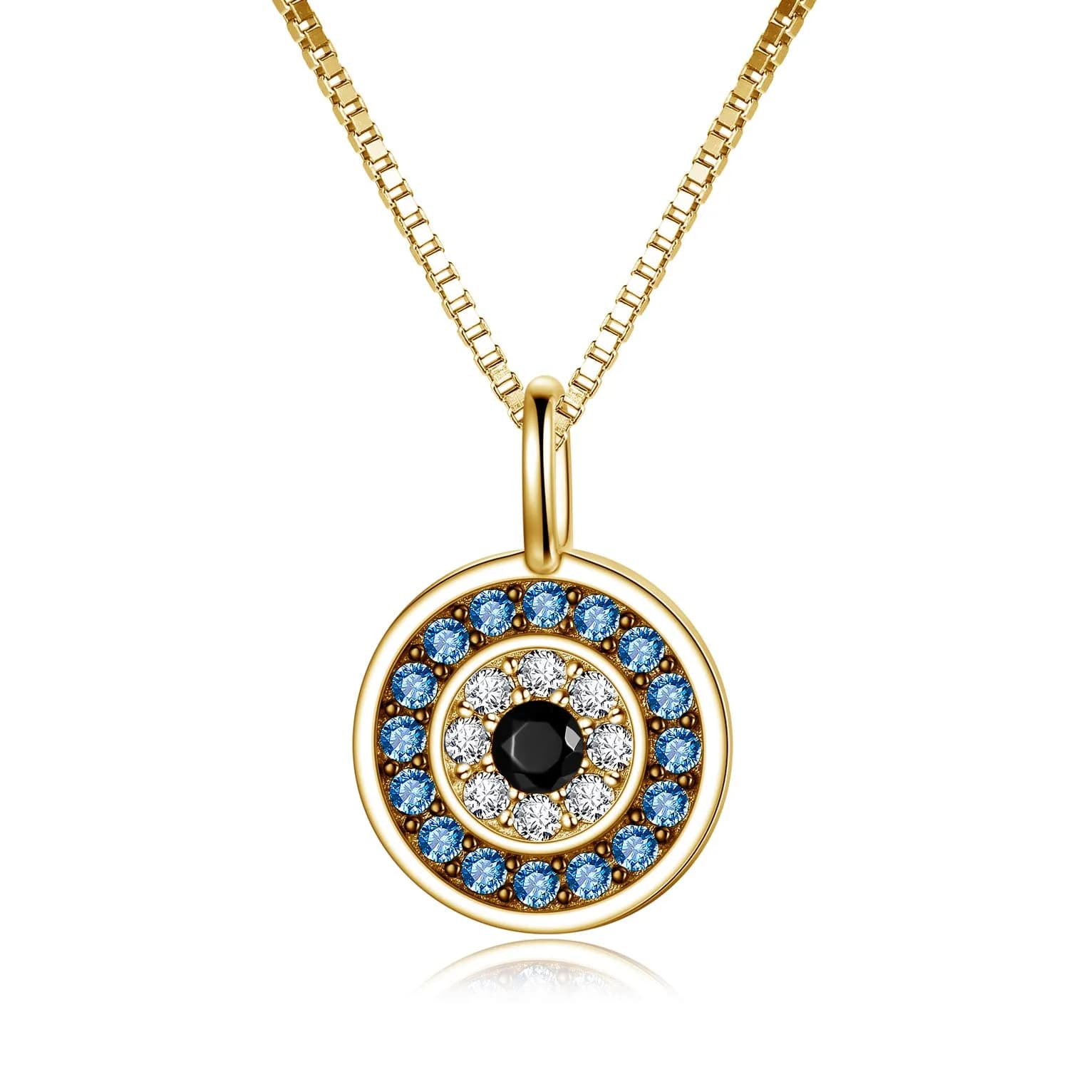 PEIMKO Evil Eye Pendant Necklace for Women 925 Sterling Silver Rose Gold | Greek Protection Jewelry — Gold