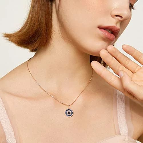 PEIMKO Evil Eye Pendant Necklace for Women 925 Sterling Silver Rose Gold | Greek Protection Jewelry thumbnail 5