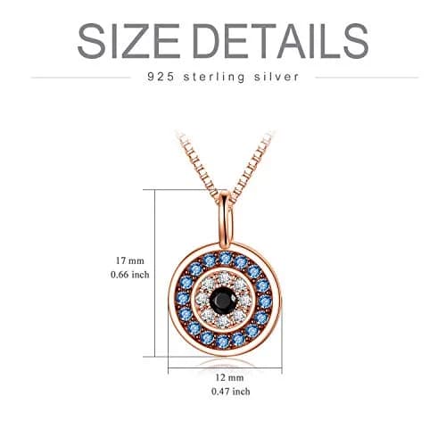 PEIMKO Evil Eye Pendant Necklace for Women 925 Sterling Silver Rose Gold | Greek Protection Jewelry thumbnail 6