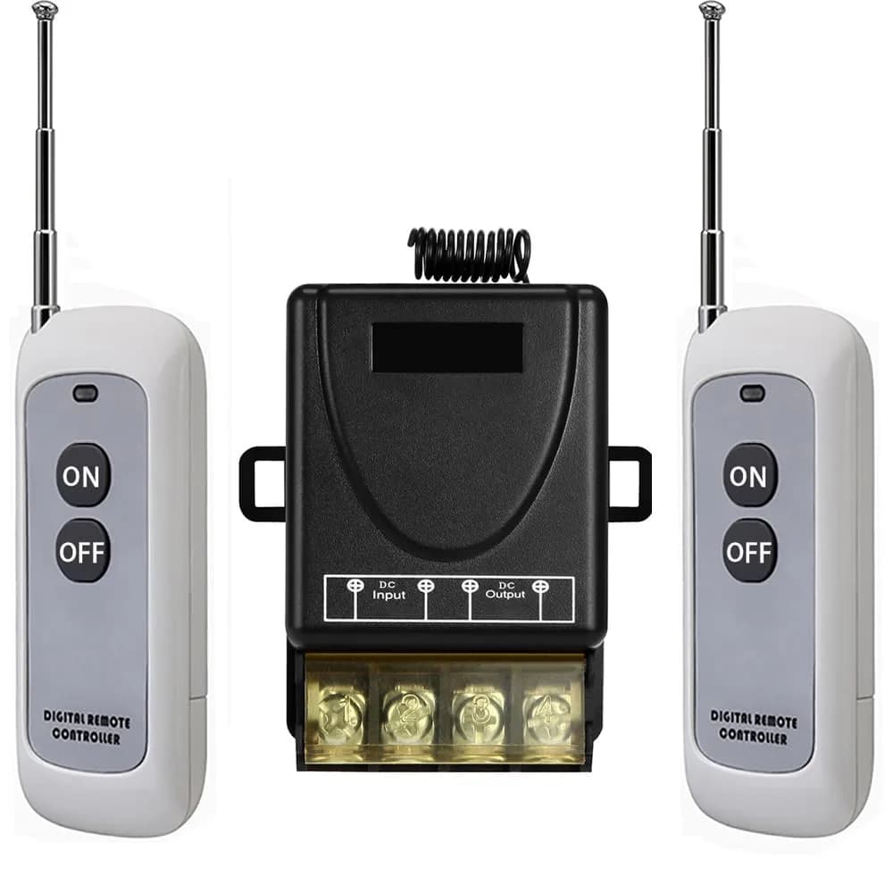 QOFOWIN DC 12V-72V Remote Control Switch with 3000W High Power & 300m Range | 2 Remotes Included - main product image