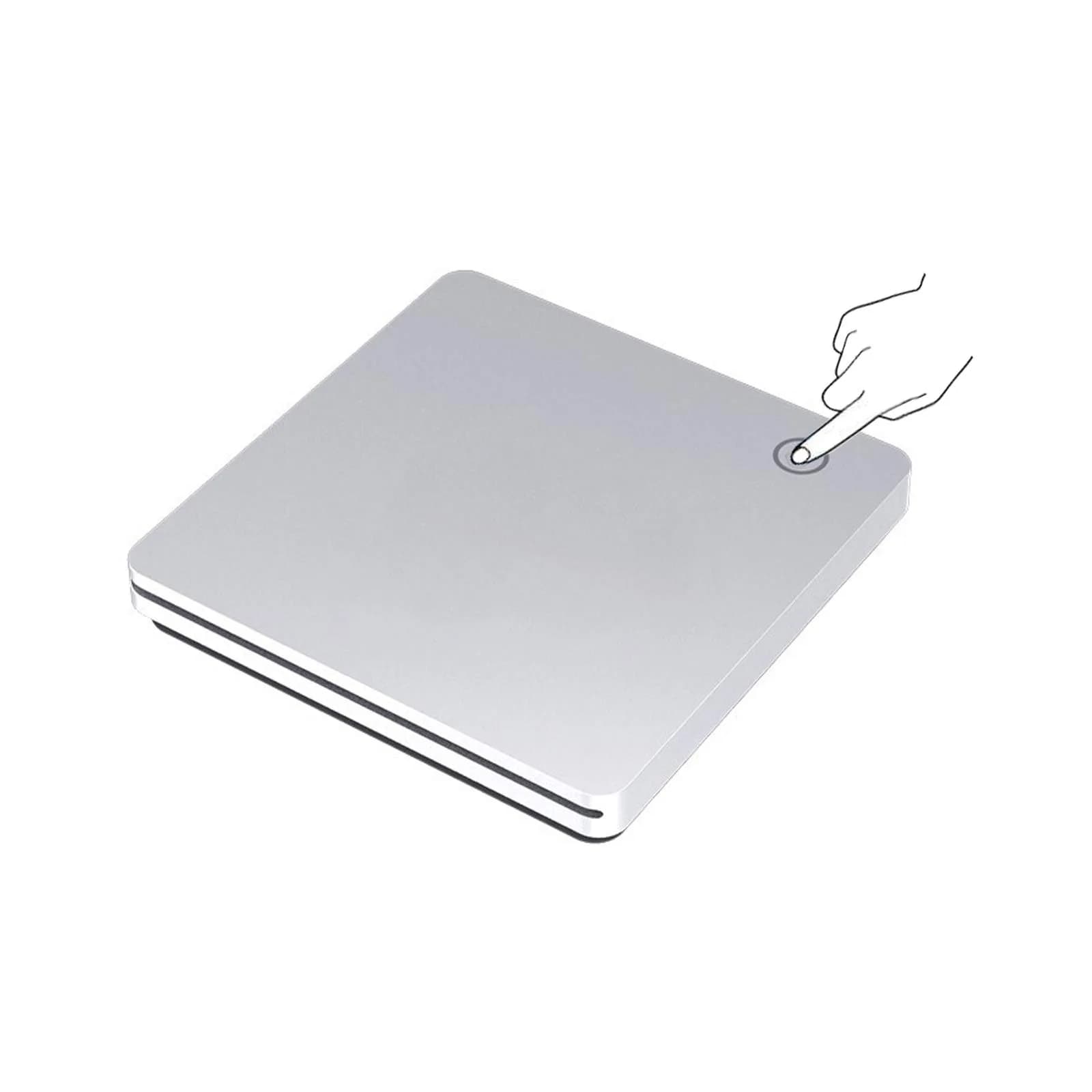 Xglysmyc External 3D Blu Ray DVD Drive Silver | USB 3.0 & Type-C Slot-in Blu-ray Player (340g) — Silver
