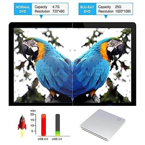 Xglysmyc External 3D Blu Ray DVD Drive Silver | USB 3.0 & Type-C Slot-in Blu-ray Player (340g) thumbnail 5