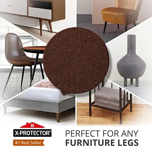 X-Protector Felt Furniture Pads - 48 PCS 1" Brown | Protects Wooden & Laminate Floors thumbnail 3