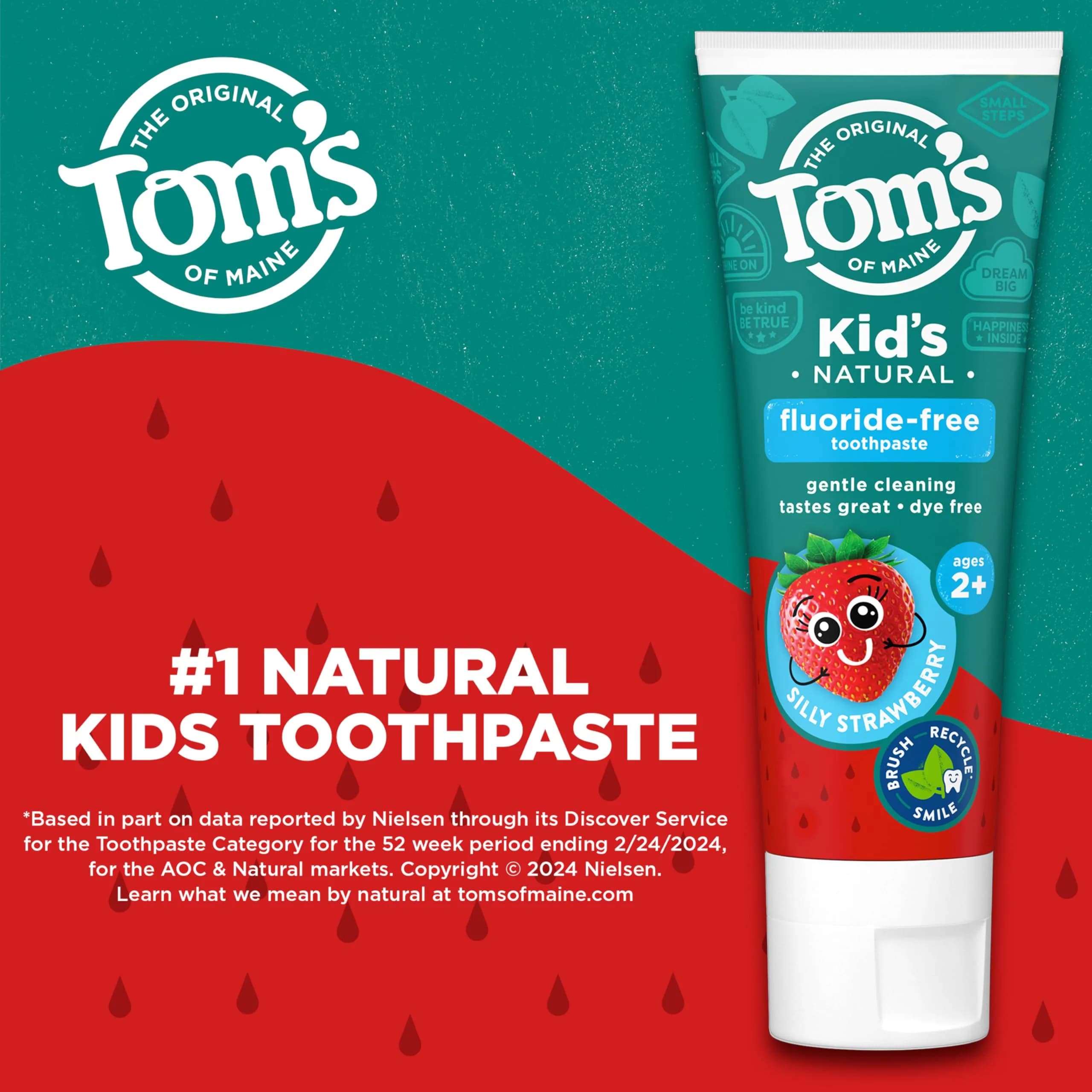 Tom's of Maine Kids Fluoride-Free Toothpaste Silly Strawberry 15.3 oz (434 g) | Dermatologist Tested - view 2