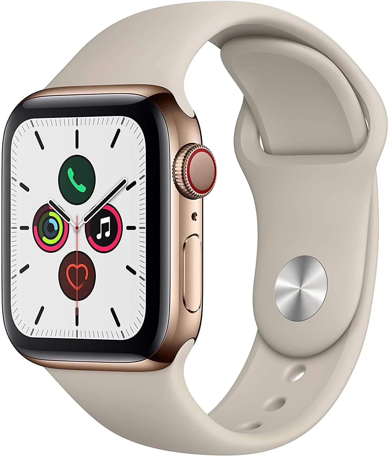 Apple Watch Series 5 (GPS + Cellular, 40MM) - Silver Stainless Steel Case with White Sport Band | Smartwatch for Professionals - main product image