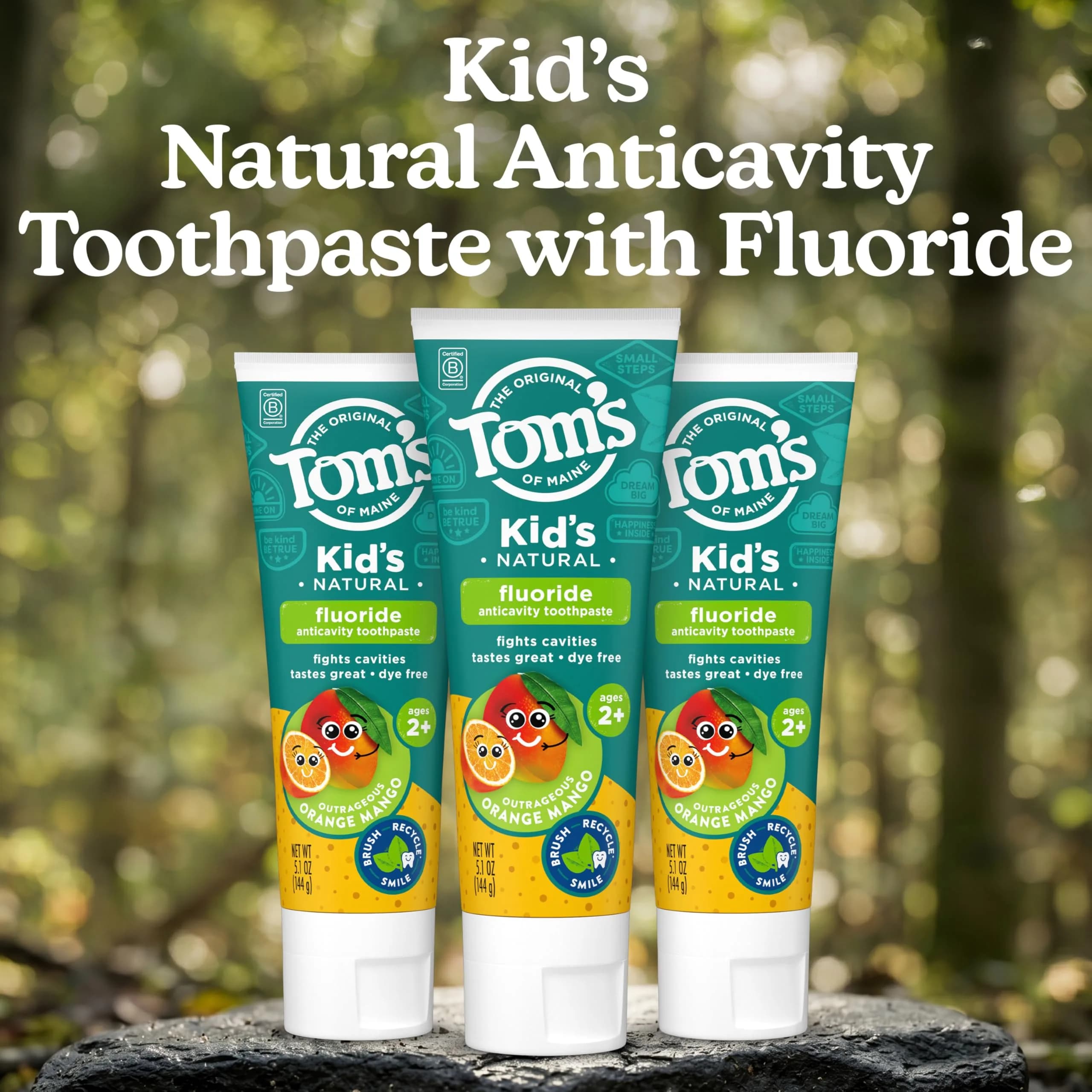 Tom's of Maine Natural Kids Fluoride Toothpaste Orange Mango 145g (5.1 oz) 3pk | Dentist Recommended for Cavity Protection - view 2