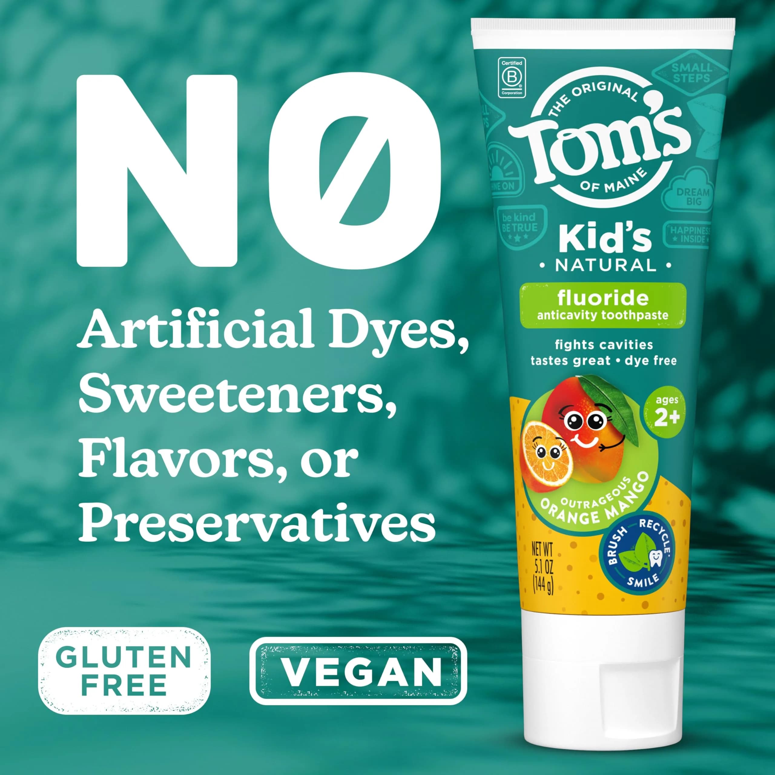 Tom's of Maine Natural Kids Fluoride Toothpaste Orange Mango 145g (5.1 oz) 3pk | Dentist Recommended for Cavity Protection - view 4