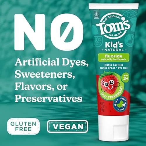 Tom's of Maine Natural Kids Fluoride Toothpaste, Silly Strawberry 3 Pack, 15.3 oz (434 g) | Fights Cavities with Natural Ingredients thumbnail 4