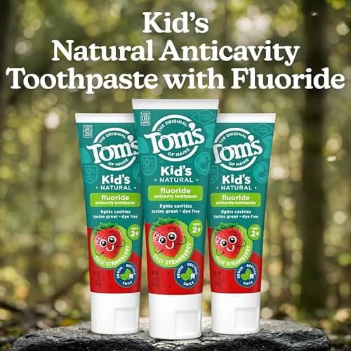Tom's of Maine Natural Kids Fluoride Toothpaste, Silly Strawberry 3 Pack, 15.3 oz (434 g) | Fights Cavities with Natural Ingredients thumbnail 2