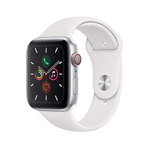 Apple Watch Series 5 (GPS + Cellular, 44MM) Silver Aluminum Case with White Sport Band | Always-On Retina Display thumbnail 1
