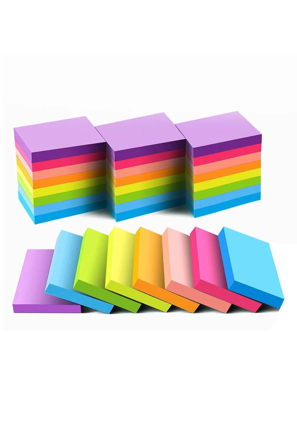 Vanpad Mini Sticky Notes 1.5x2 Inches Bright Colors Self-Stick Pads | 24 Pack, 75 Sheets/Pad