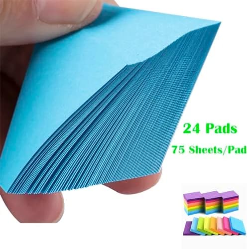 Vanpad Mini Sticky Notes 1.5x2 Inches Bright Colors Self-Stick Pads | 24 Pack, 75 Sheets/Pad thumbnail 3