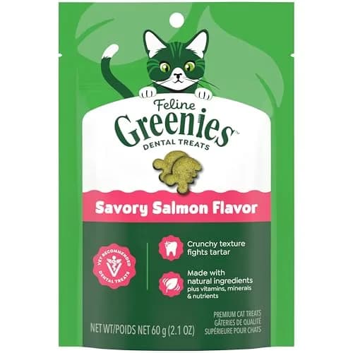 Greenies Feline Natural Crunchy Dental Cat Treats, Salmon Flavor, 2.1 oz | Supports Dental Hygiene & Breath thumbnail 1